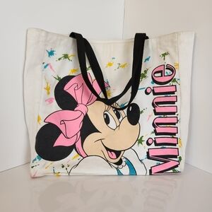 Vintage 90s Disney Minnie Mouse Pink Vinyl Tote Beach Bag Made in USA 1990s Rare